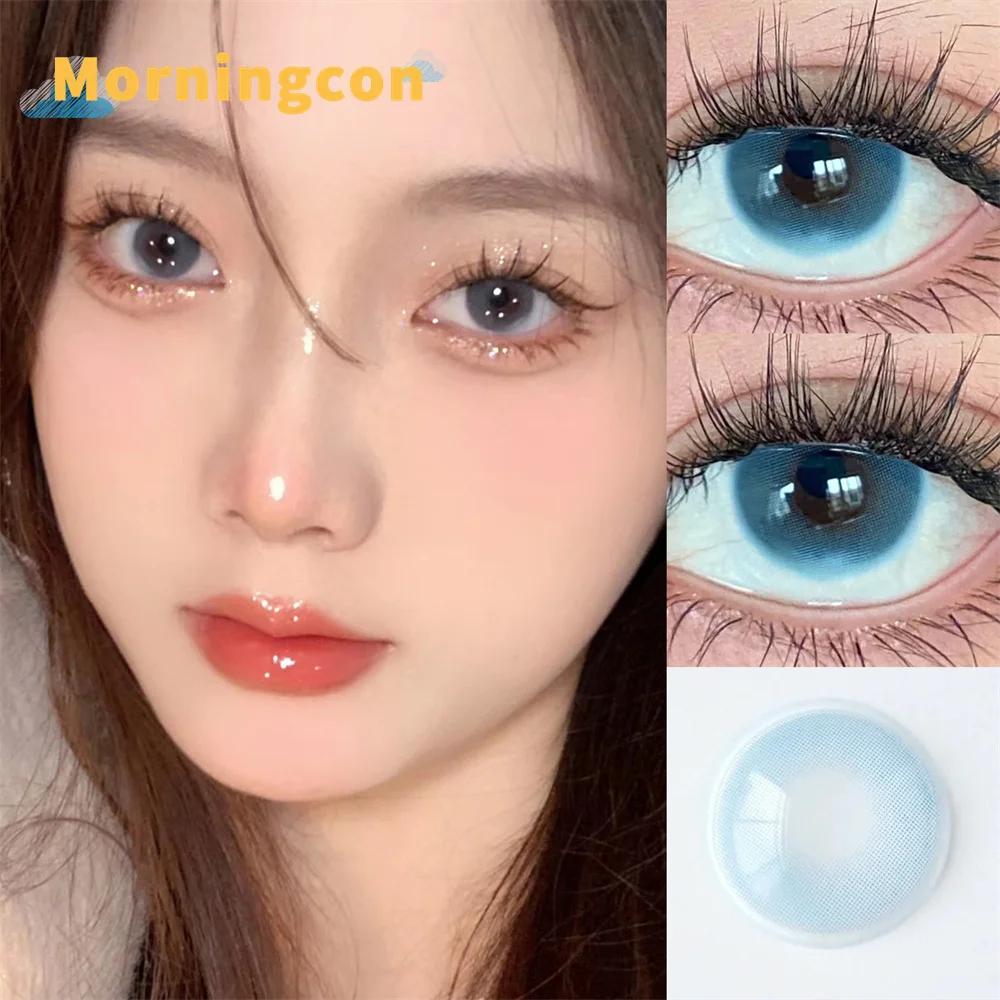 MORNINGCON Elven Sea Blue Myopia Prescription Soft Colored Contact Lenses For Eyes Small Beauty Pupil Make Up Natural Yearly