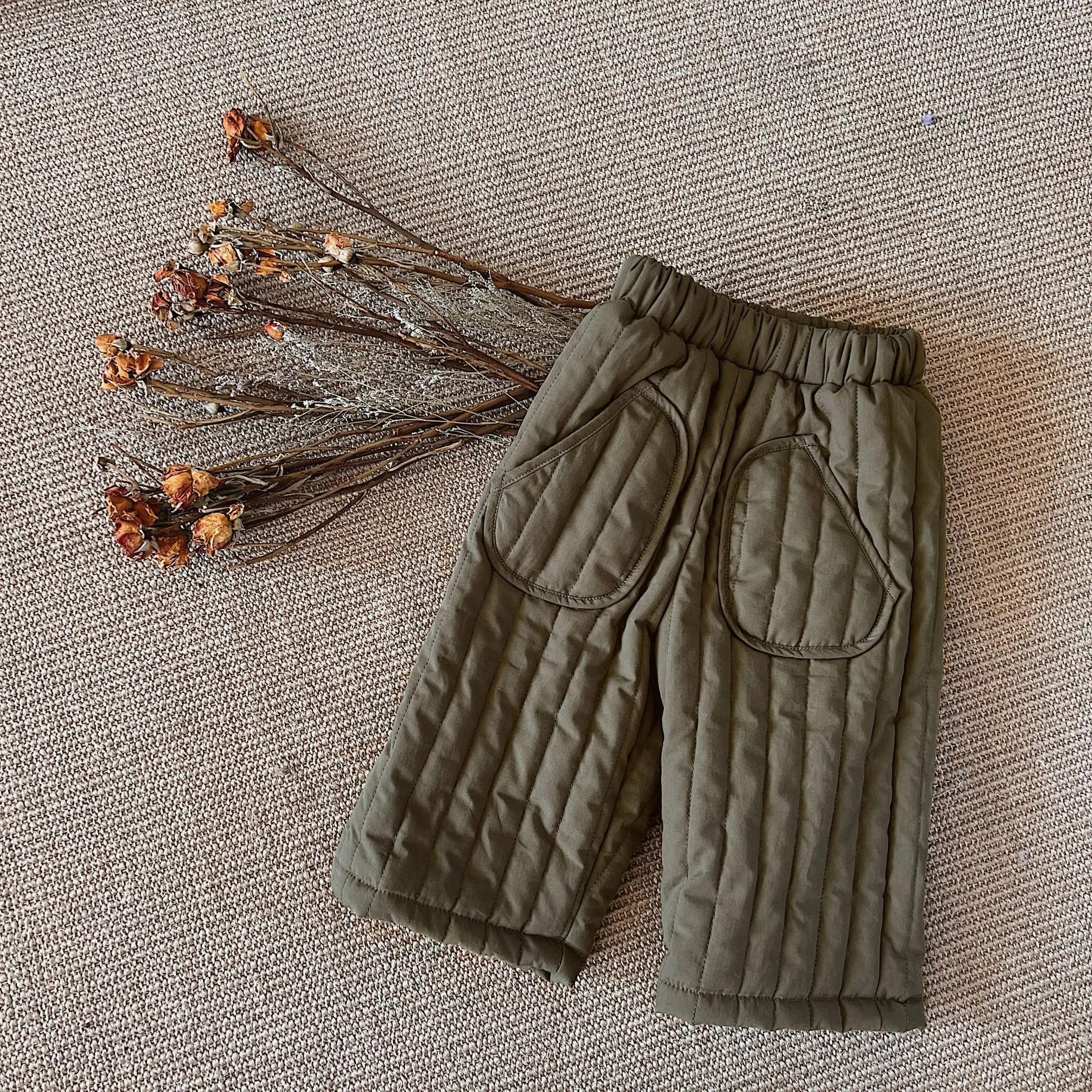 Winter Thicken Kids Pants Korea Children's Jacket Cotton Plush Girls' Solid Color Casual Pants Children's Clothing