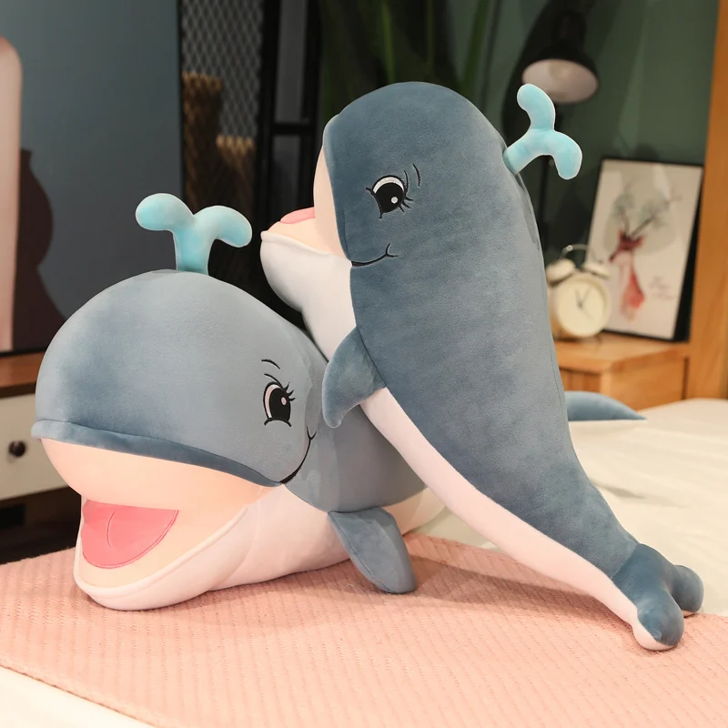 

1pc 60-100cm Big Whale Plush Toy Super Soft Dolphin Pillow Stuffed Toys High Quality Aquatic Creatures For Children Boys Gifts