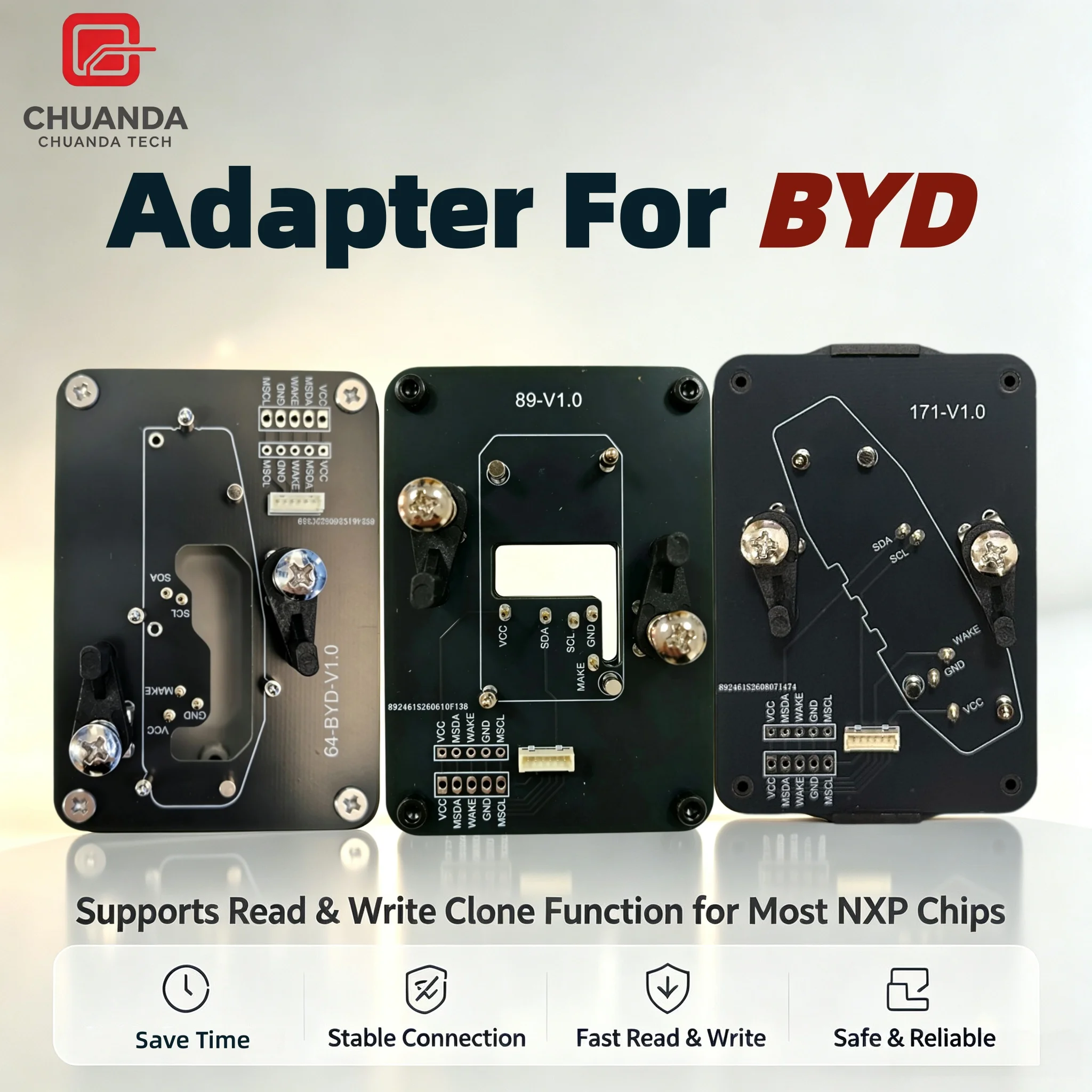 Mckb64/89/171 Adapter, Suitable for Byd and Denza Smart Remote Keys, Compatible with Nxpkiller Keydiy Xhorse Cg Kydz Devices, No-Welding Read-Write Programming Socket