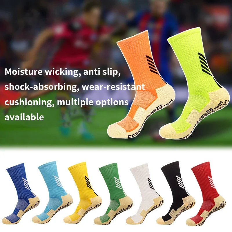 6Pairs/Lot ANTI SLIP Fashion Football Socks Mid Calf Non-Slip Soccer Sport Cycling Sports Mens Sock EU38-44