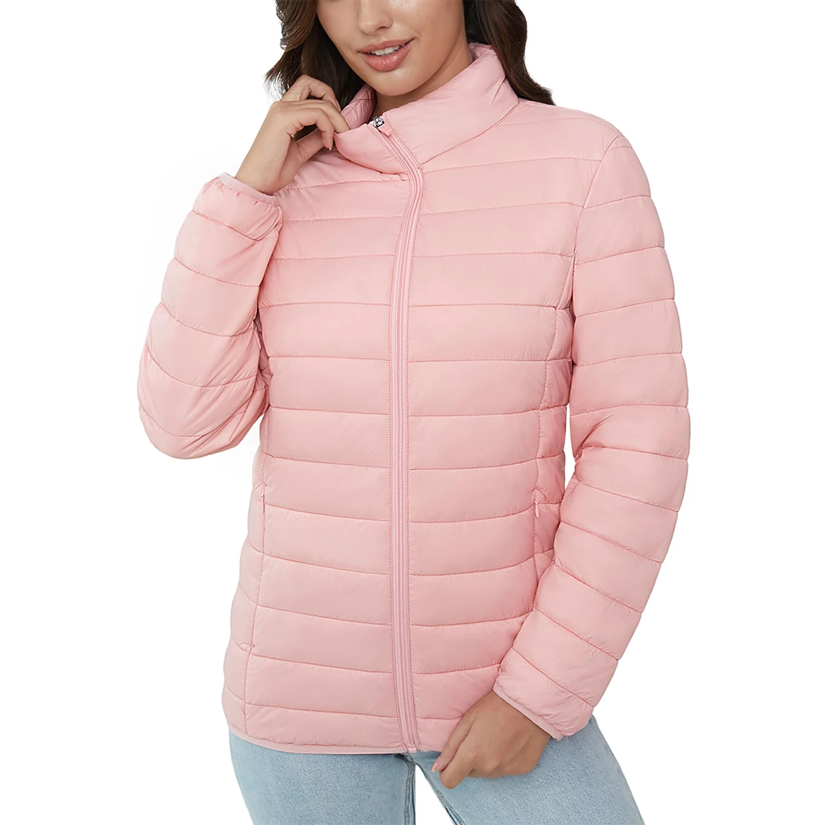 MAGCOMSEN-chaquetas cálidas acolchadas con cuello levantado para mujer, chaqueta acolchada con cremallera, a prueba de viento, informal, elegante, Invierno