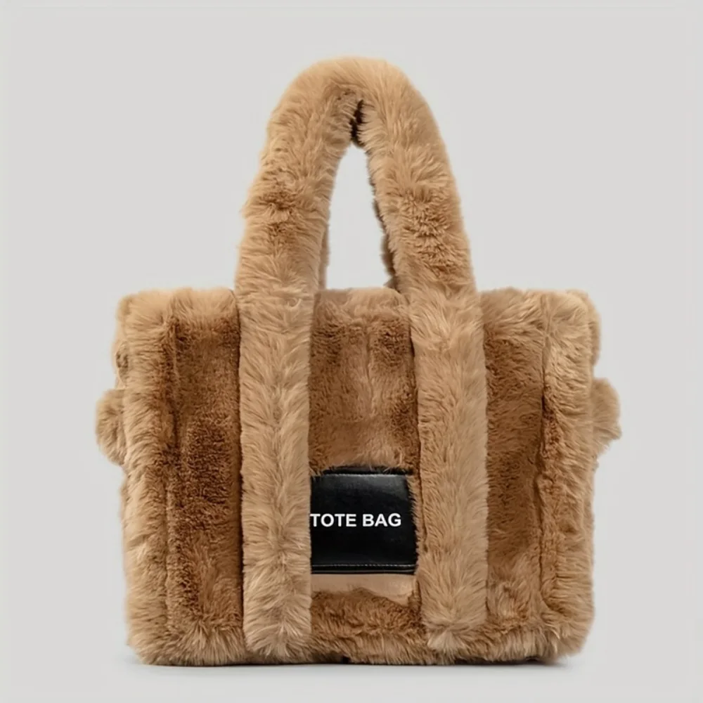 Trendy Plush Soft Crossbody Bag FashionTote Bag Large Capacity Fashion Shoulder Bag Fluffy Faux Fur Handbag
