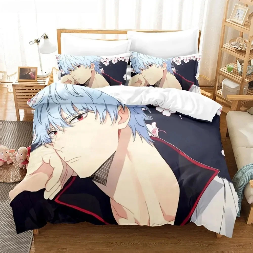 

NEW 3D Anime Gintama Bedding Set Quilt Cover Pillowcases Single Double Full Queen King Kids Teens 3D Sakata Gintoki Duvet Cover