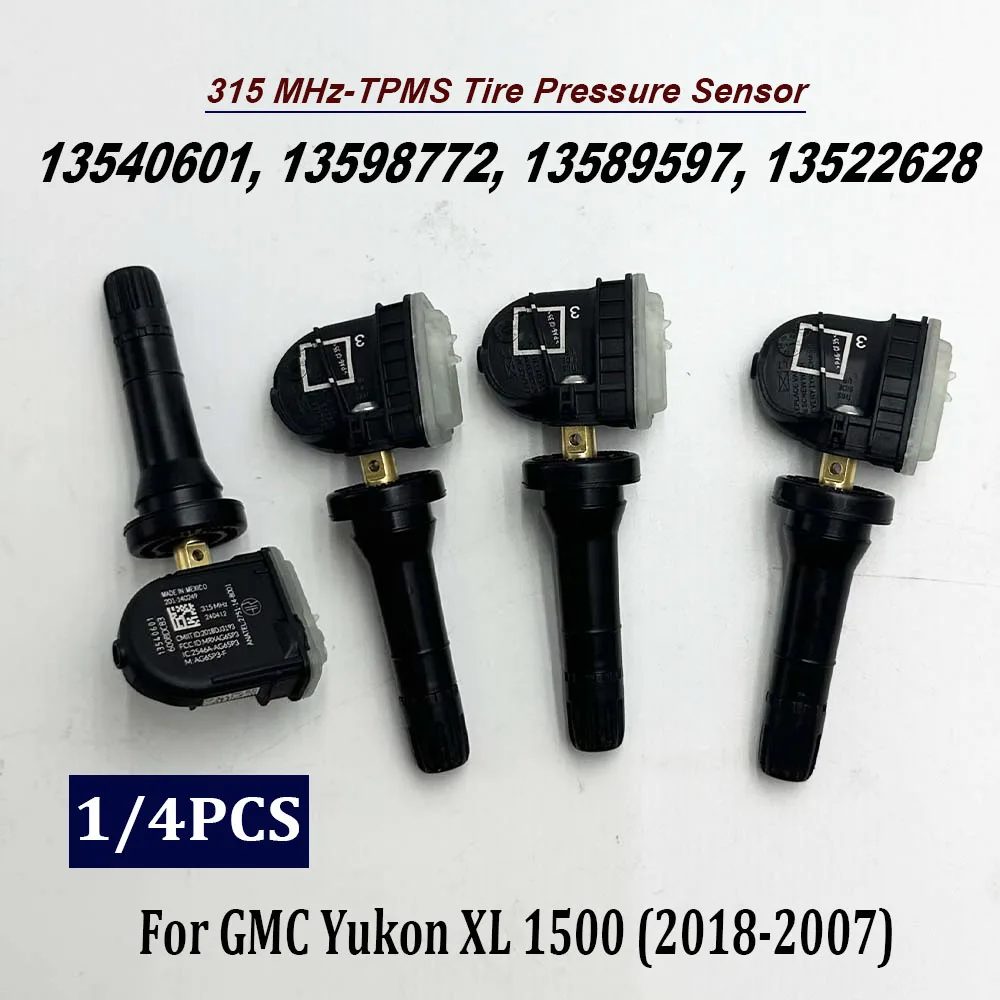 1/4PCS Tire Pressure Monitor Sensor 13540601 TPMS 315Mhz 13516164 13598772 13589597 13522628 For C-hevy B-uick C-adillac