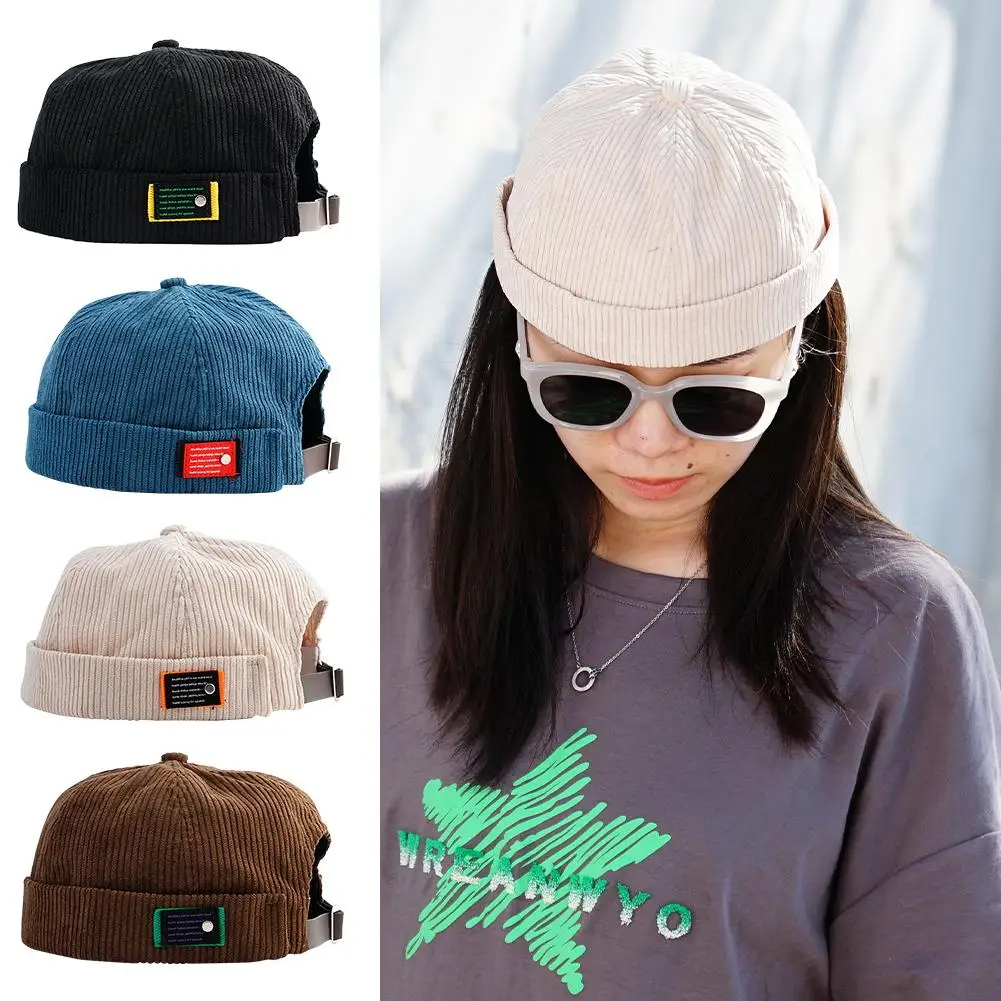 Male Brimless Docker Hat Casual Skullcap Retro No Visor Brim Harbour Sailor Hop Cap Watch Cuff Cap Beanie Caps Hat No Hip R M5V7