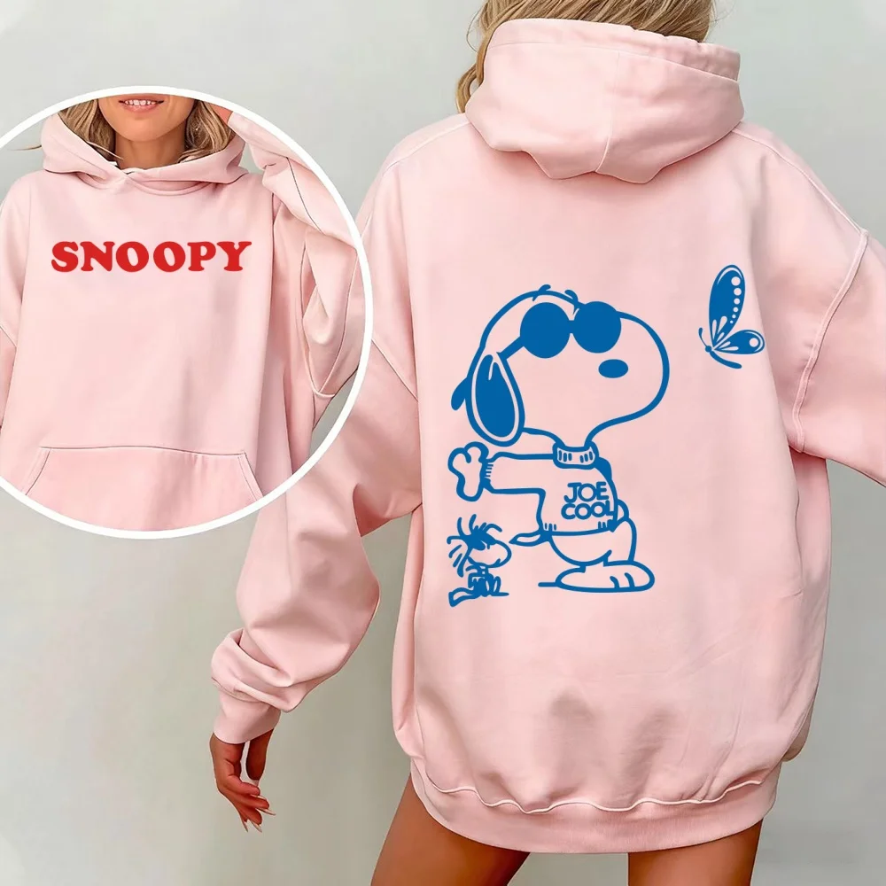 سويت شيرت بغطاء للرأس فضفاض محيطي من Snoopy Anime للأزواج في الخريف والشتاء، بلوفر كاجوال بسيط ومتعدد الاستخدامات