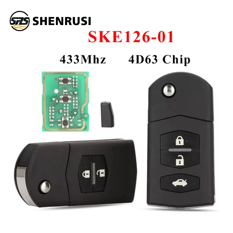 

YONSEN SKE126-01 2/3 Buttons Flip Car Remote Key for MAZDA 2 M2 Demio / 3 M3 Axela/ 5 M5 Premacy / 6 M6 Atenza 8 M8 MPV CX7