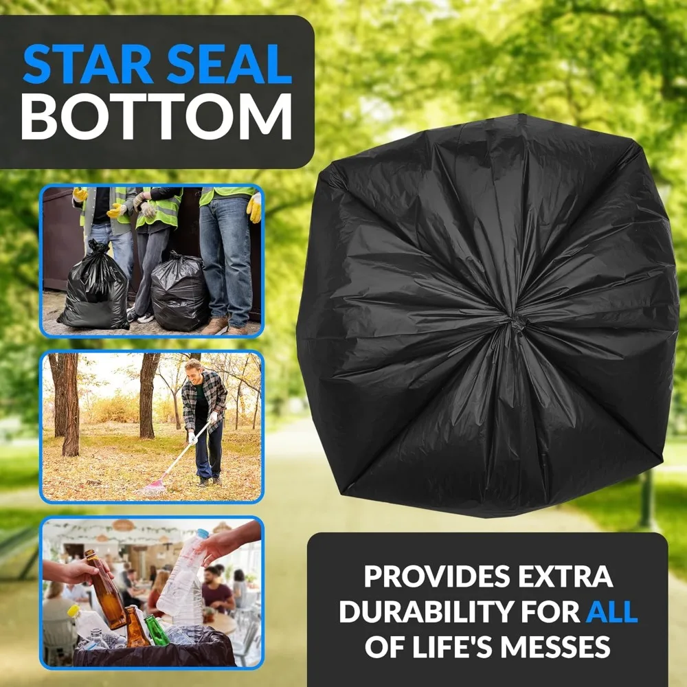 Robuste 95-Gallonen-Müllbeutel, supergroßene schwarze Müllbeutel für ernsthafte Reinigung – 68 Stück