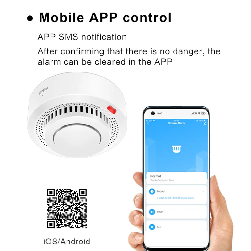 Tuya Zigbee Smart Smoke Detector Smart Life App Remote Monitoring Fire Alarm Sensor Home Security System Works with Gateway Hub