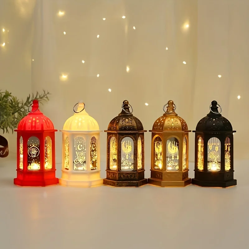LED 랜턴 레트로 라마단 장식, 이슬람 무슬림 파티 선물, 이드 무바라크 양초, 야간 조명 이드, 다채로운 라마단 장식품, 2024 신제품