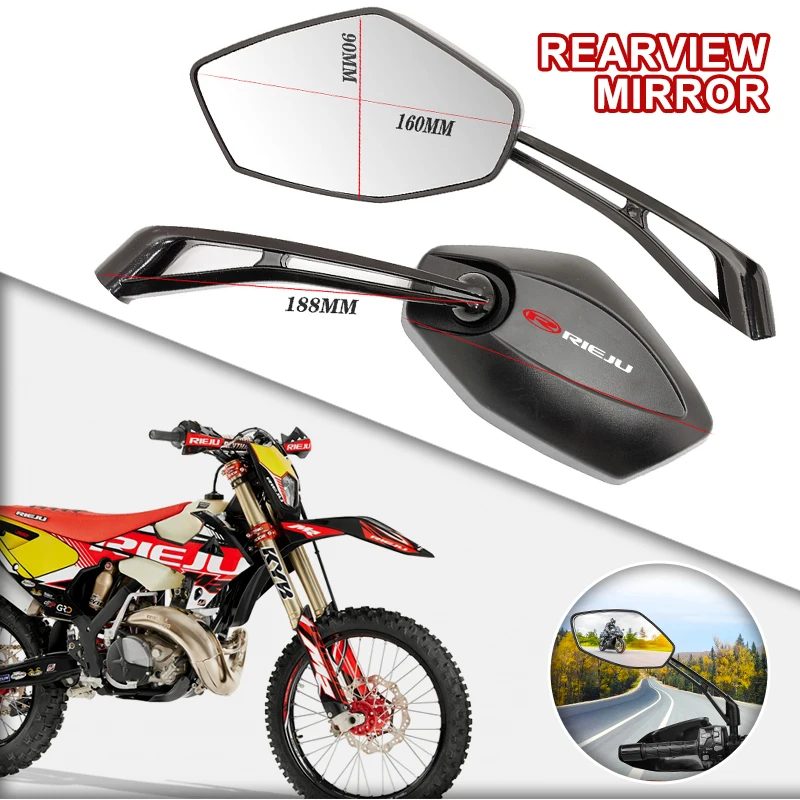 2pcs Wide Angle Adjustable Motorcycle Rearview Mirrors Side View Mirrors For RIEJU tango 50cc rs2 matrix 125 307 Aventura mrt 12