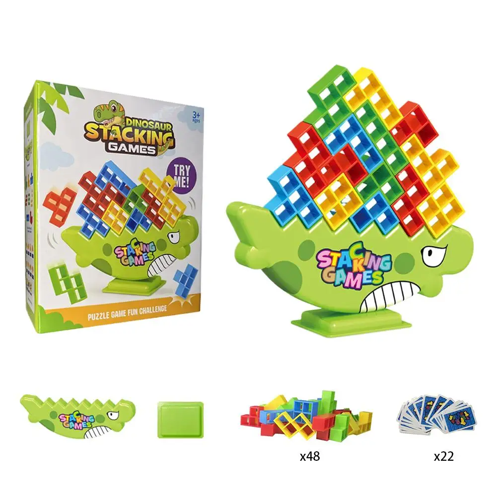 16 /32/48/64 Blocks Building Block Brick Toy Balance Stacked High Tower Swing Game Desktop Toy For Children Christmas Birthday