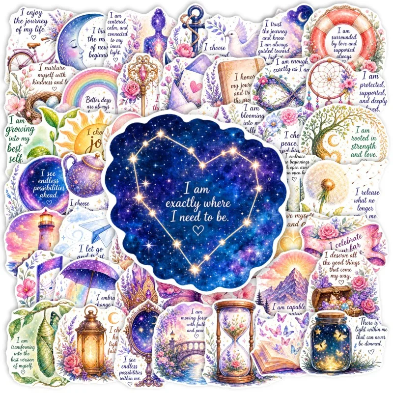 Nouveau produit : 50 autocollants quotidiens de motivation avec textes d'affirmation personnelle, autocollants imperméables pour gobelets et valises