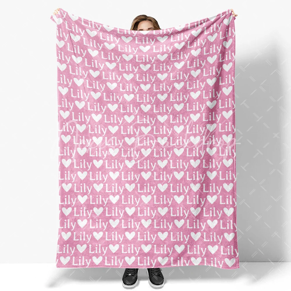 

Одеяло с индивидуальным именем и сердечком для девочек и детей, милые подарки на день рождения и Рождество на тему любви, мягкий флис