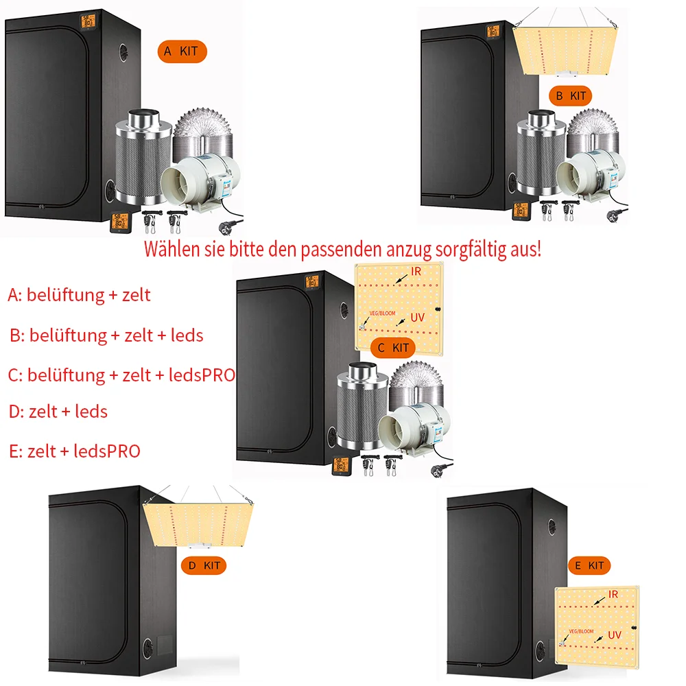 40M-300Cm Groeien Tent Growbox 1000W Quantum Grow Full Spectrum Led Kit Hoge Ppfd Set 4/6 Inch Duct Fans Geactiveerd Koolstoffilter