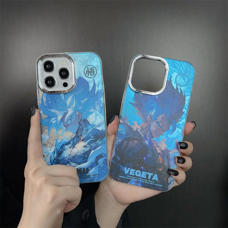 Hot Anime D-Dragons Balls Phone Case Electroplated Aurora Phone Case For Apple iPhone 15 14 13 12 11 Protective Back Cover Funda