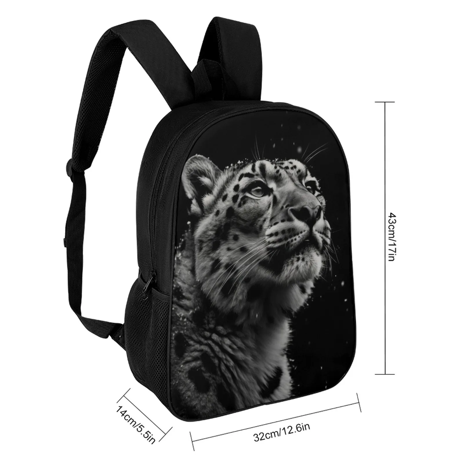 Macan Tutul Salju Di Kantung Salju A Dos Tas Buku Ransel Ritsleting Cetak Perlengkapan Sekolah Lucu Tas Ransel Sekolah 17 Inci