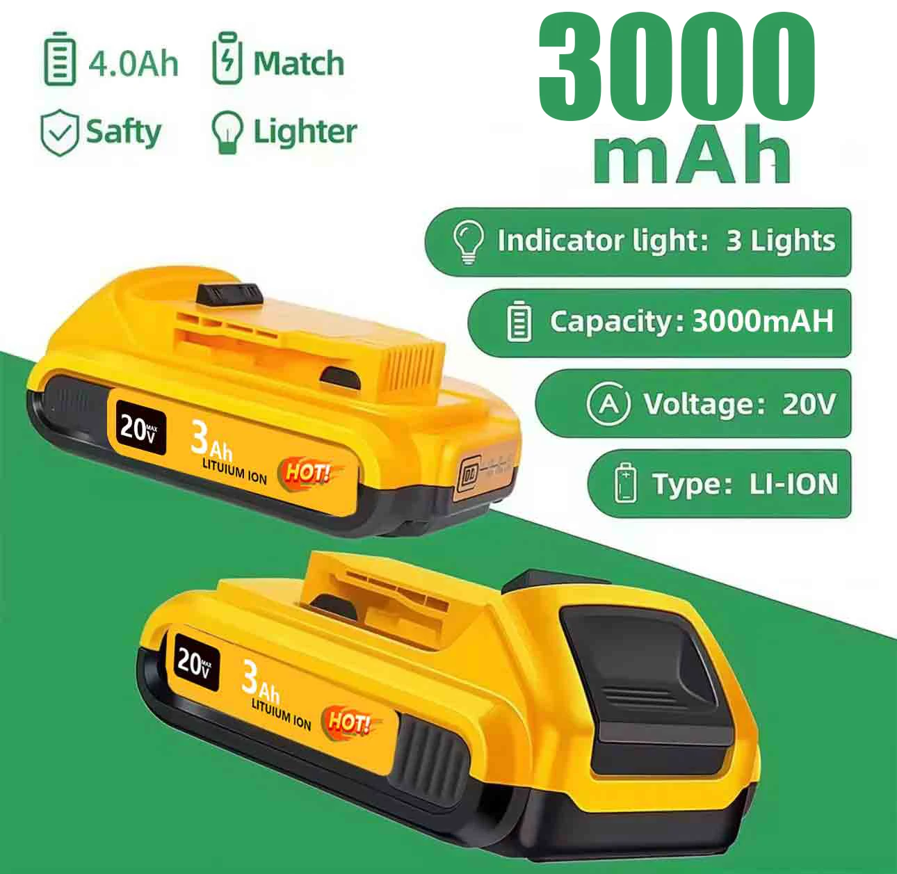 

Для DeWalt 18 В 20 Вольт Макс. литий-ионные аккумуляторы 20 В 3 Ач DCB203 Замена литий-ионного аккумулятораDCB206 DCB205 DCB204 DCB200Power Tools
