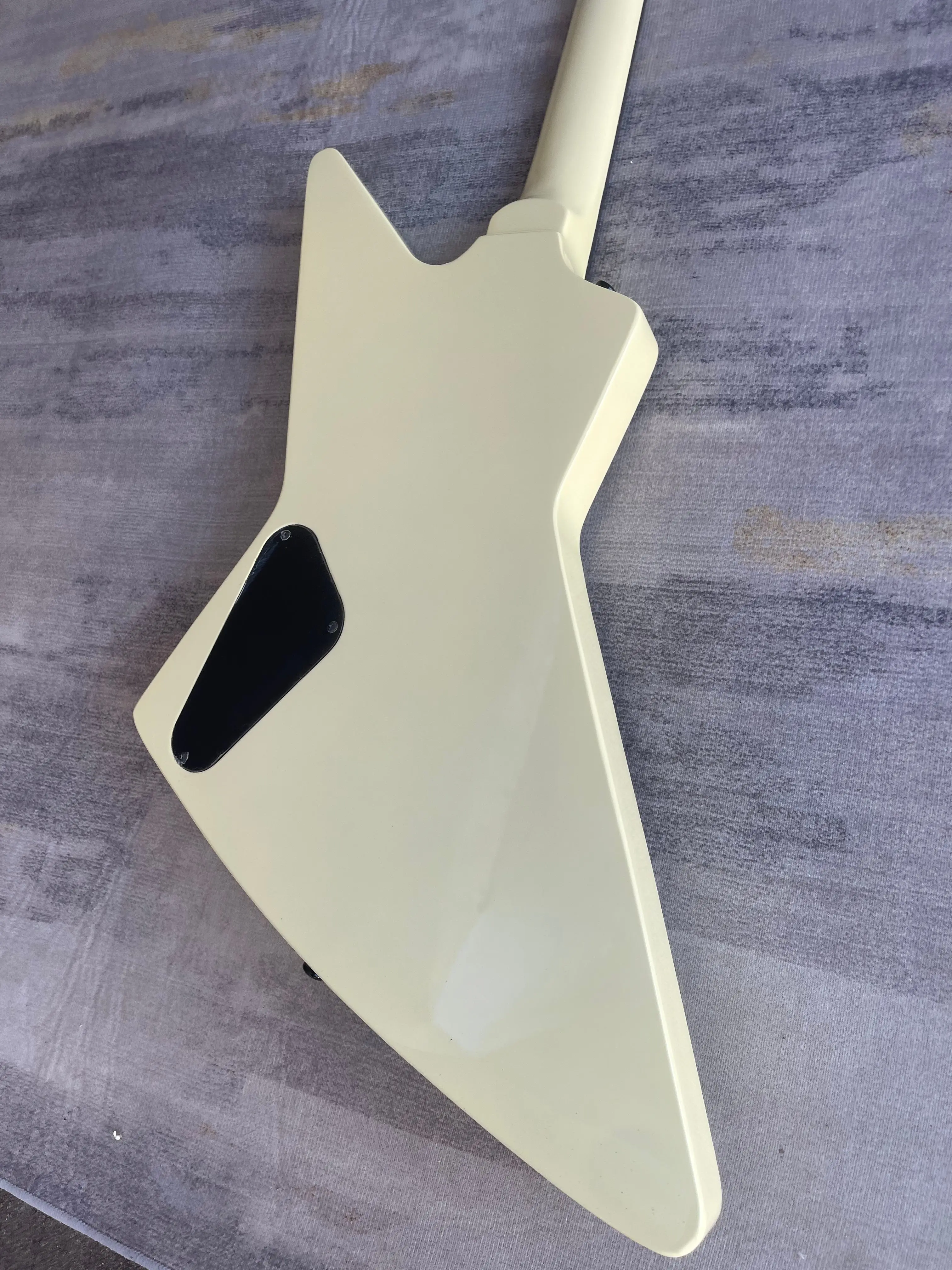 Vintage Cream Yellow E Shape Electric Guitar Dual Active High Output Humbuckers Black Hardware Heavy Metal Guitar Free Shipping view 2