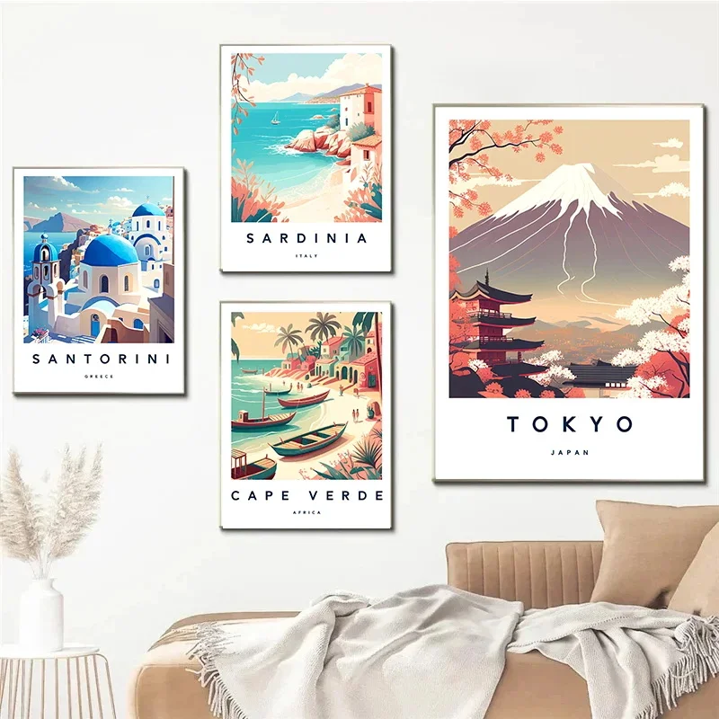 1pc frameless Canvas Painting Florence Italy Europe TraveI City Landscape Poster Amalfi Rome Tuscany Sardinia Canvas Print Paint