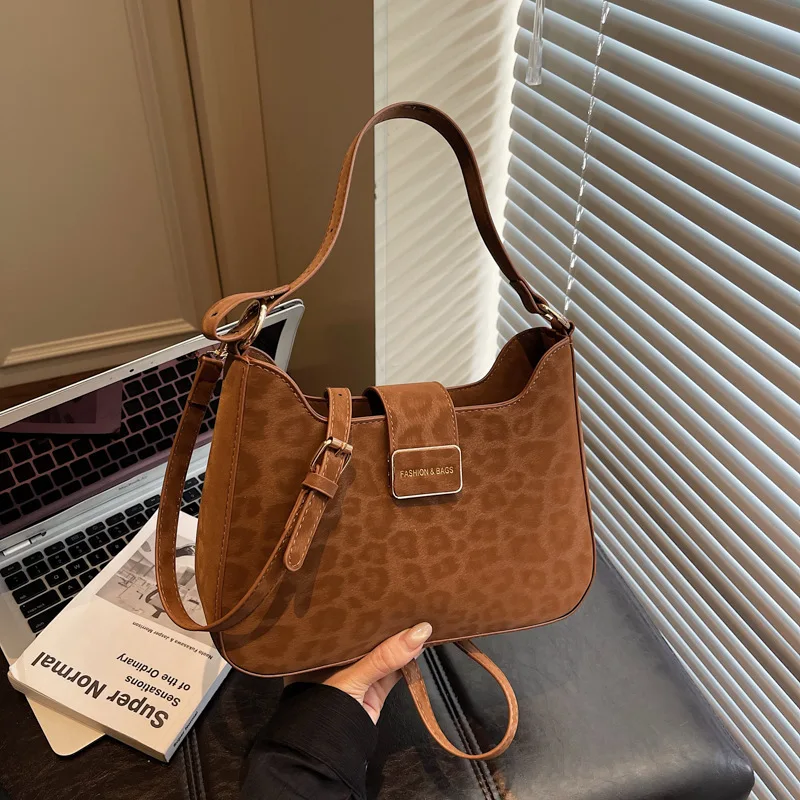 

Осенне-зимняя сумка через плечо с леопардовым принтом 202, винтажная женская сумка подмышками, роскошная сумка через плечо, текстурированная сумка «день-ночь»