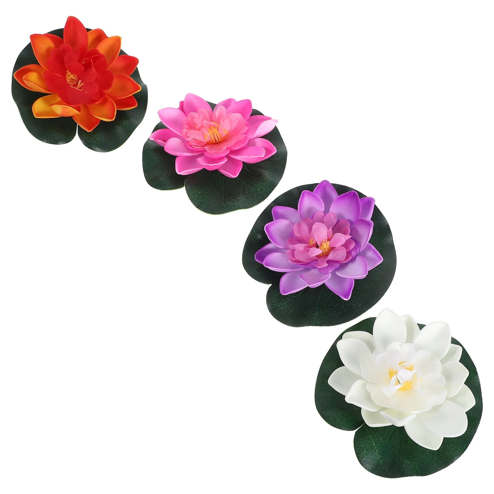 4 ชิ้นประดิษฐ์ดอกไม้สระว่ายน้ําลอยสําหรับ Centerpieces ตกแต่งถังปลาปลอม Aquarium พืชน้ํา Eva