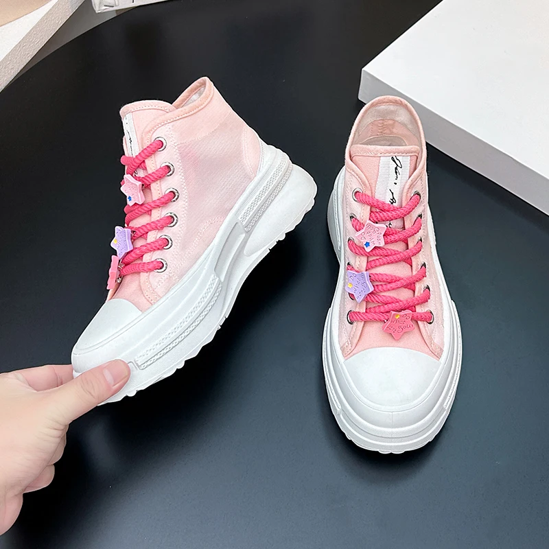 2023 New Arrival High Top Fashion Sneakers Ladies Mesh Designer Women\'s Running Shoes Fashion Solid Color Autumn Sports Footwear