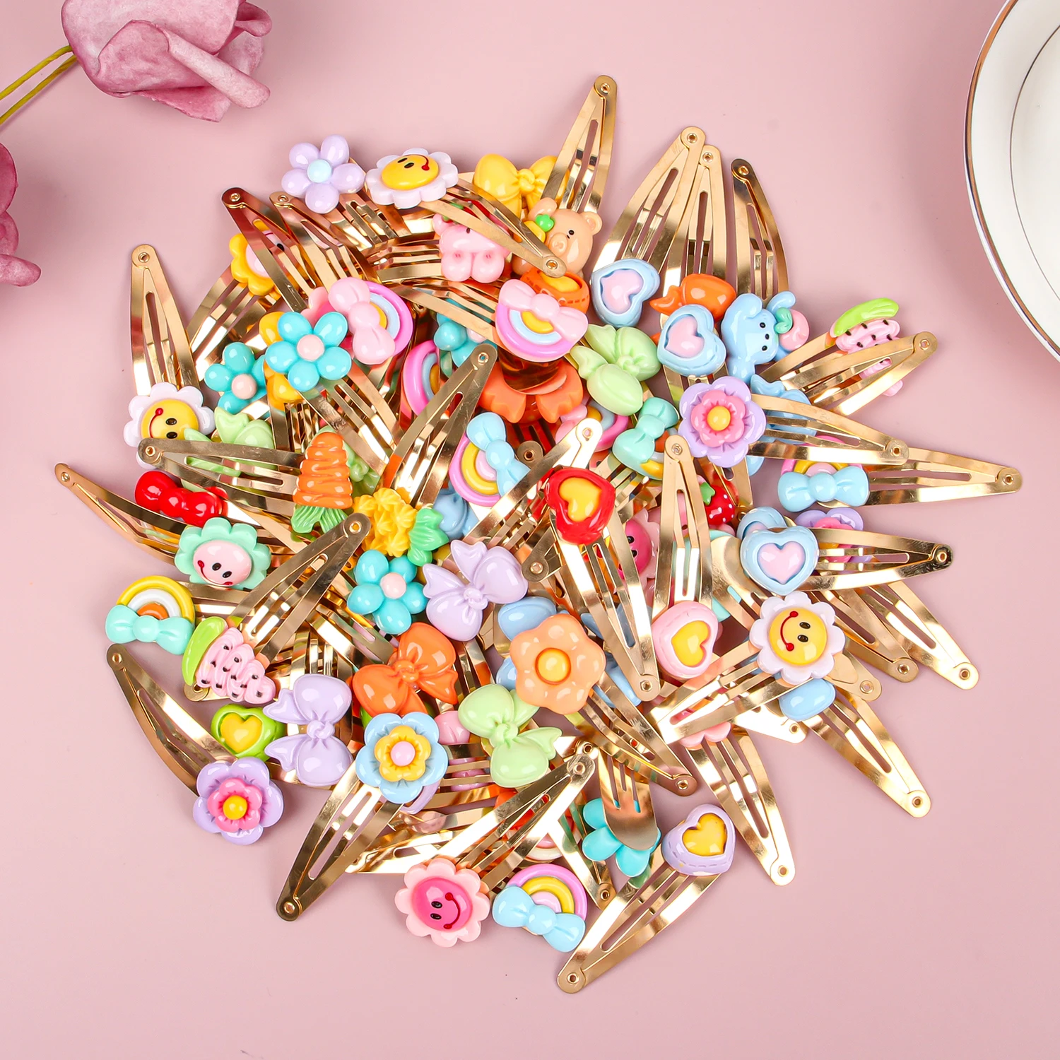 20/40 قطعة ألوان عشوائية الكرتون القوس الأزهار قوس قزح القلب BB كليب للفتيات لطيف المشابك الموضة للأطفال النساء إكسسوارات الشعر