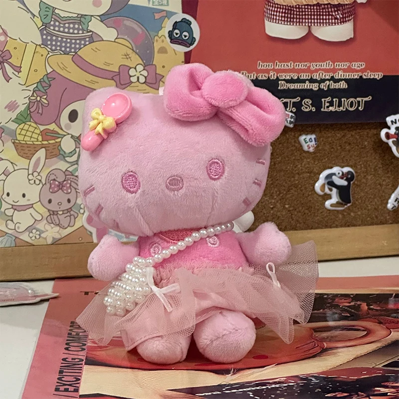 산리오 헬로키티 키체인 인형 귀여운 노란색 헬로키티 고양이 무지개 스타일 장식 헬로키티 백팩 펜던트 액세서리 소녀 선물