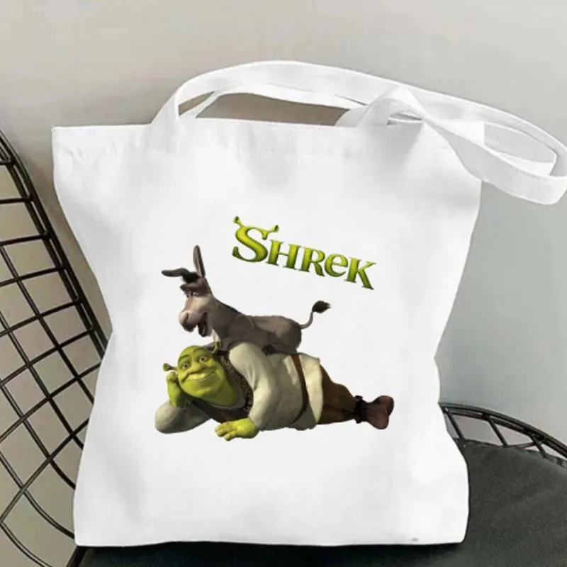 BEAST KINGDOM S-Shrek Movie Women Shoulder Bags Casual Handbag Tote Bag Large Capacity Cotton Shopping Bag