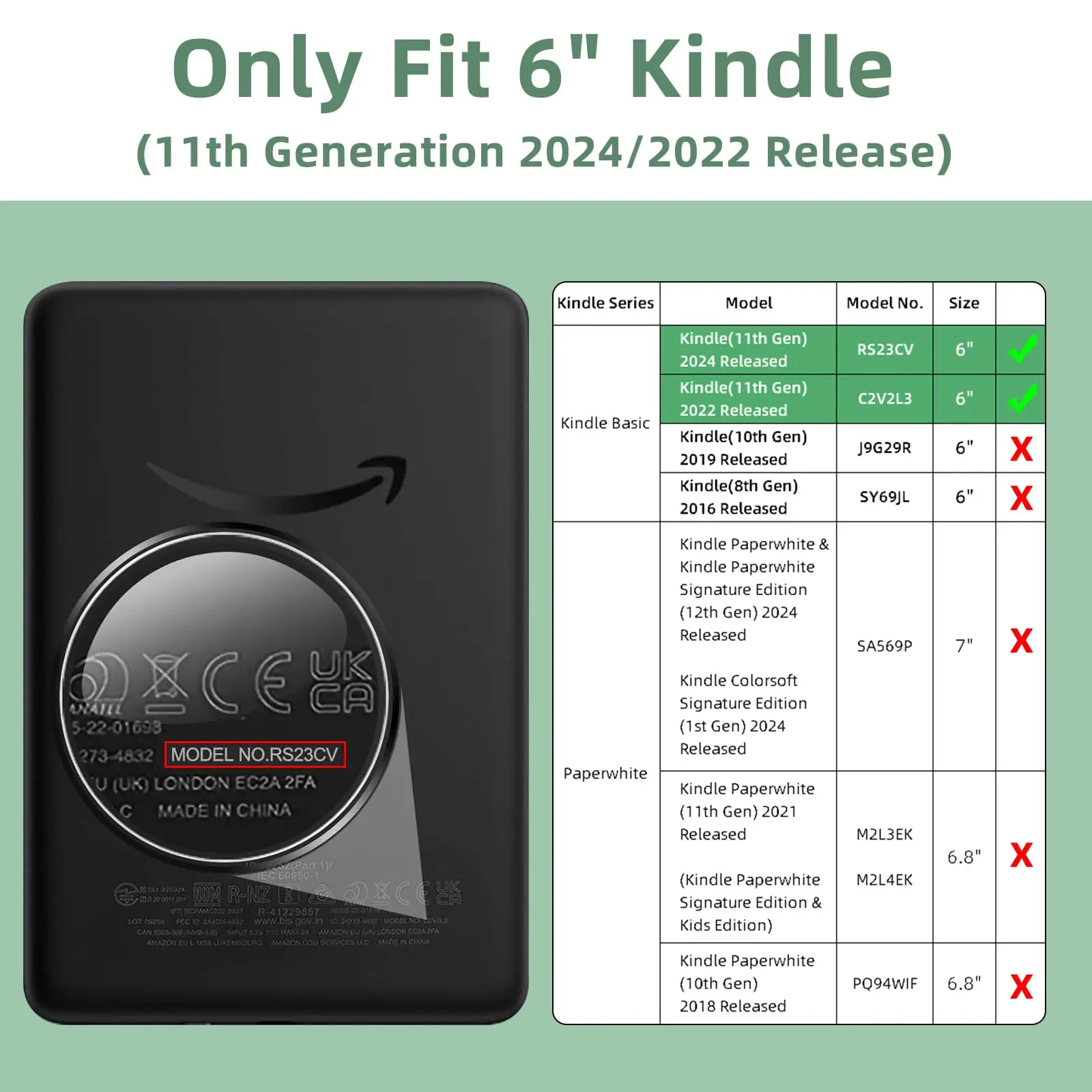 Magnetisch Abnehmbares Etui für 6-Zoll-Kindle (11. Generation 2022/2024) - Schlanke Leichte PU-Schutzhülle, Automatische Aufwach-/Schlaffunktion – Detail 2