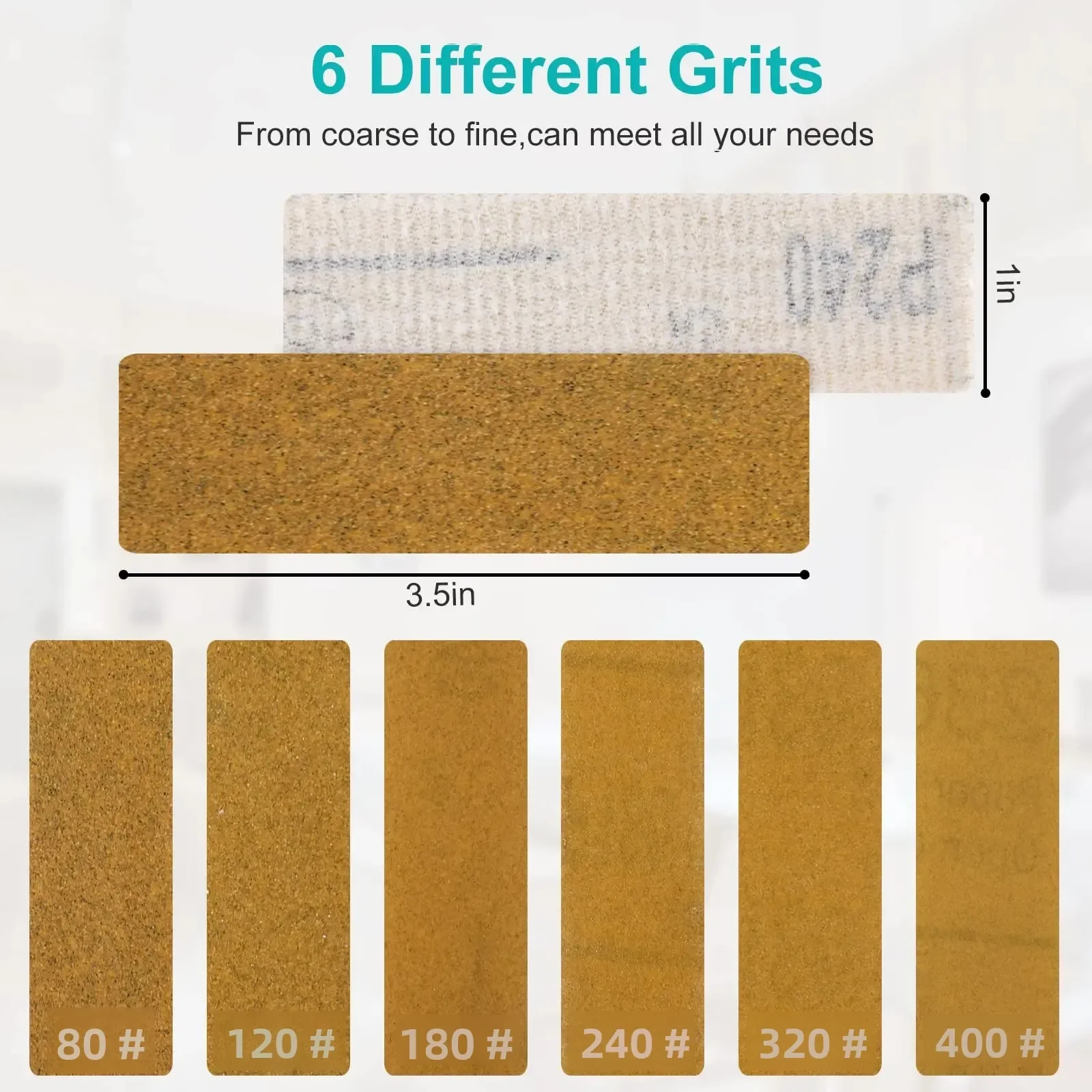 3.5X1 Inch Mini Sandpapers Kit 120 Pcs Sand Paper Assorted 80/120/180/240/320 Grit for Polishing and Sandning Tight Spaces