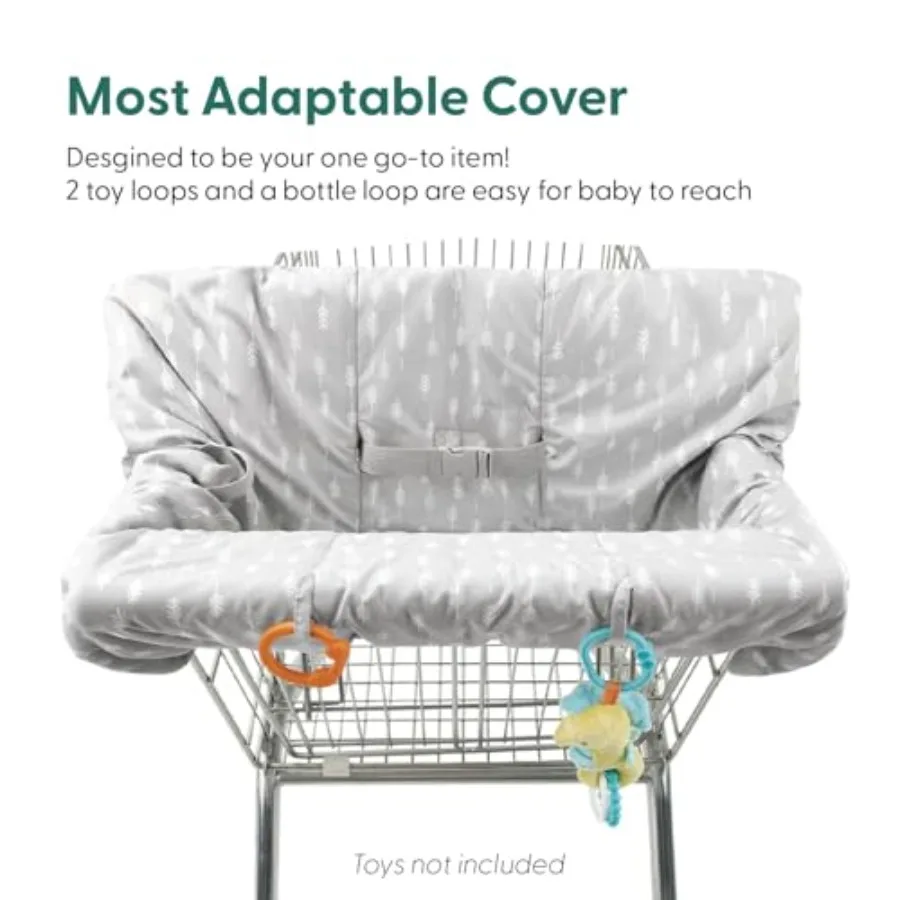 Neutral Grey Cotton Shopping Cart Cover for Baby High Chair and Grocery Cart Suitable for Toddlers and Infants in Restaurants G