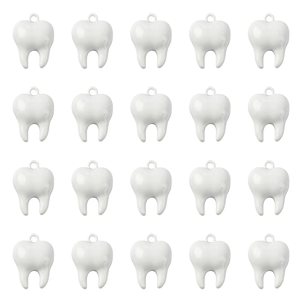 Kitbeads 30pcs White Enamel Tooth Shape Charms Alloy Molar Teeth Pendant for DIY Bracelet Necklace Jewelry Making Craft Supplies