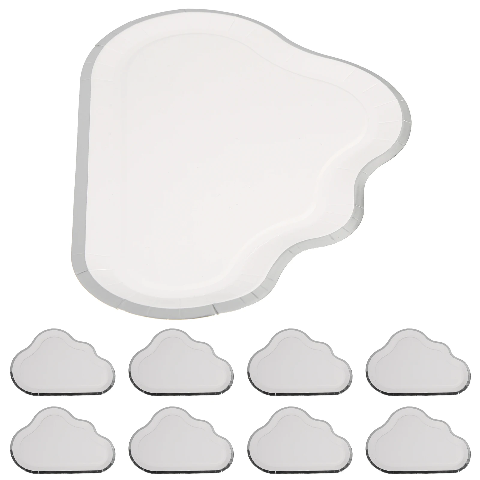 

8 Pcs Cloud Shaped Paper Plates Disposable White Tray for Birthday Wedding Party Baby Shower Supplies Cake Pastry