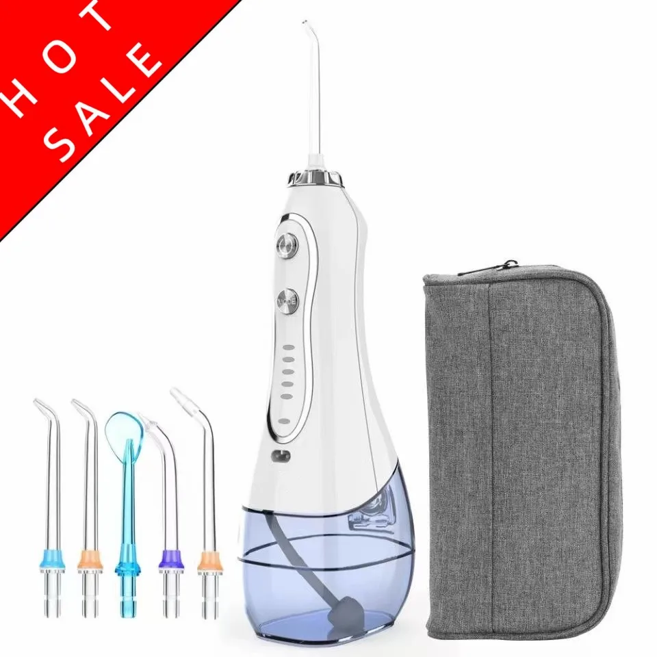 

VWONST 5 Modes Portable Oral Irrigator 300ml Dental Water Flosser Jet USB Rechargeable Teeth Cleaner Whitening Care 5Nozzles&Bag