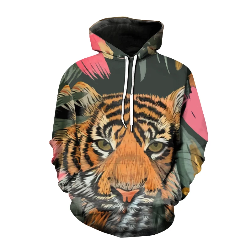 Animal Hoodies Leopard Tiger Zebra 3D Printed Women Streetwear Hoodie Oversized Pullovers Hooded Sweatshirts Woman Tops Clothing