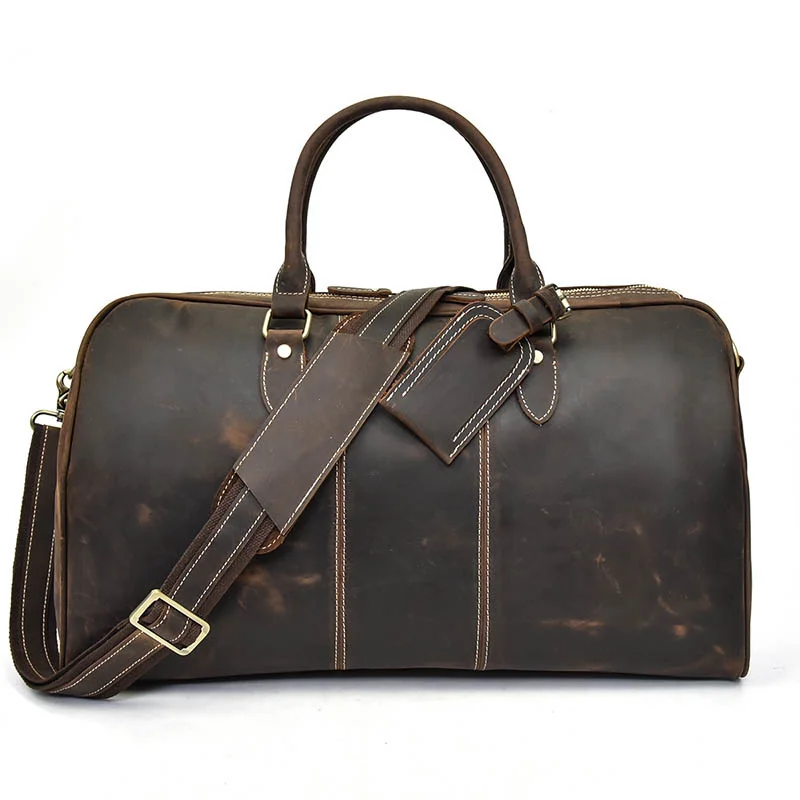 Genuine Leather Men Travel Bag large Capacity Women 20