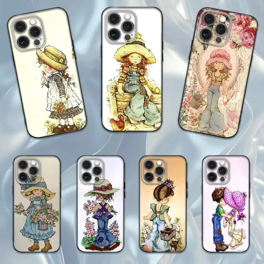 

Sarah Kay Pattern Phone Case For iPhone 16e,16,15,14,13,12,11,Pro,X,XS,Max,XR,Plus,Mini Soft Black Cover