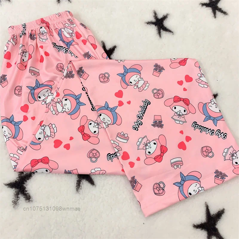 Sanrio Melody Pochacco Casual Pants for Women, Home Korean Cute Cartoon Pajama Pants, Loose Oversize Trousers, Y2k, New