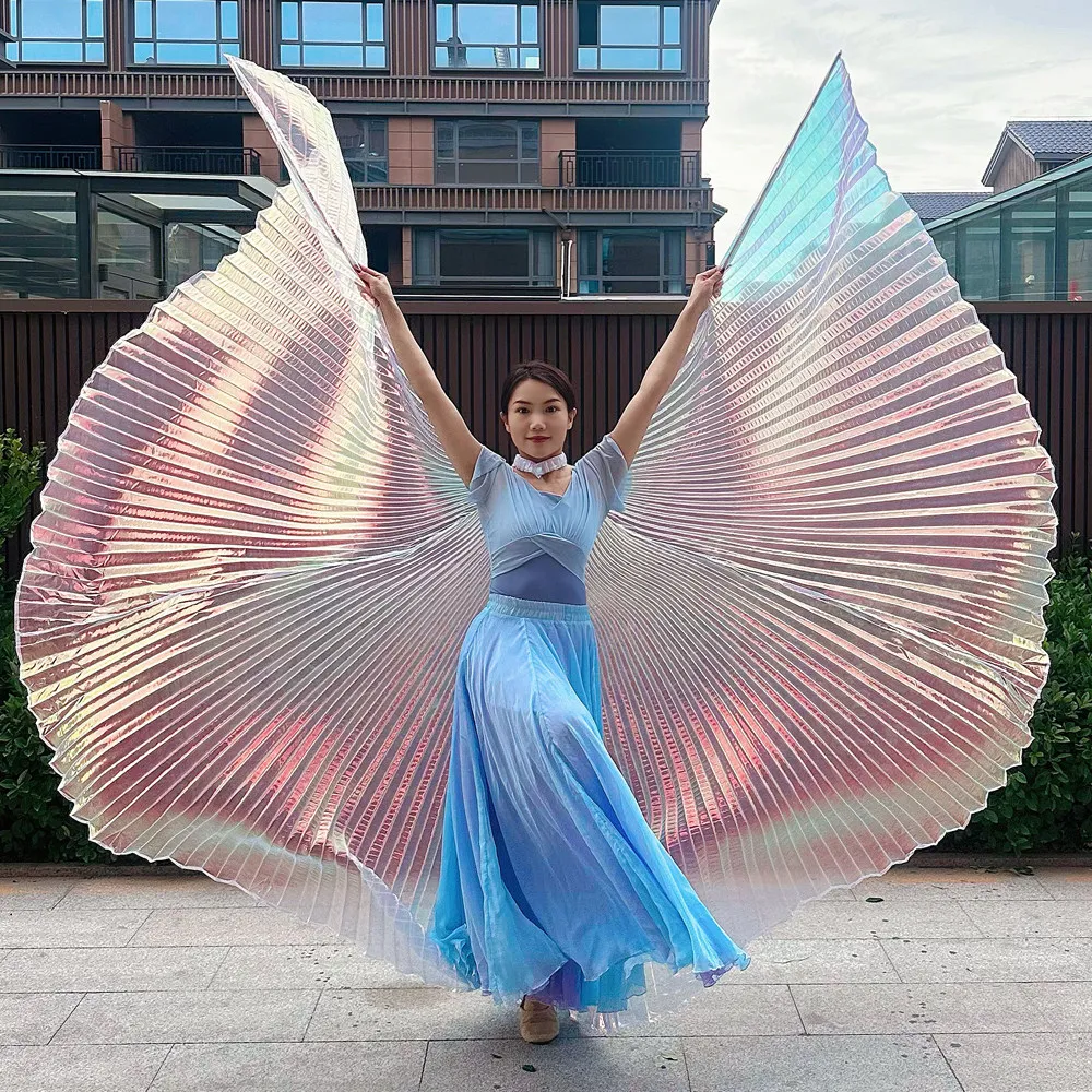

Holographic Transparent Gradient Belly Dance Isis Wings Women Split/Non-Split Adult Stage Performance Carnival Dance Costume