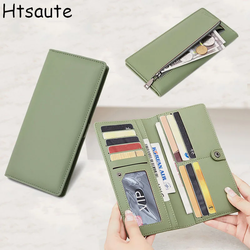 

Vintage Thin Long Purses PU Leather Women Wallets Vintage Medium Long ID Card Holder Hasp Purse Coin Pouch