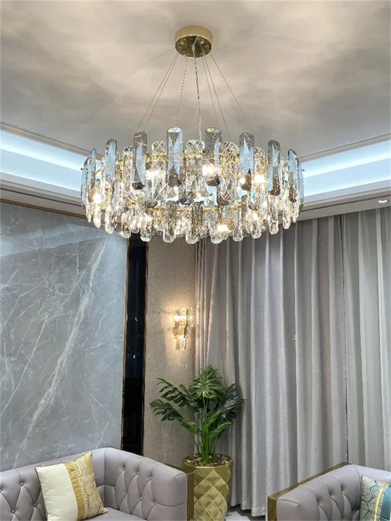 

Postmodern Light Luxury Living Room Chandelier LED Crystal Atmosphere Dining Room High-end Home Bedroom Kitchen Pendant Light
