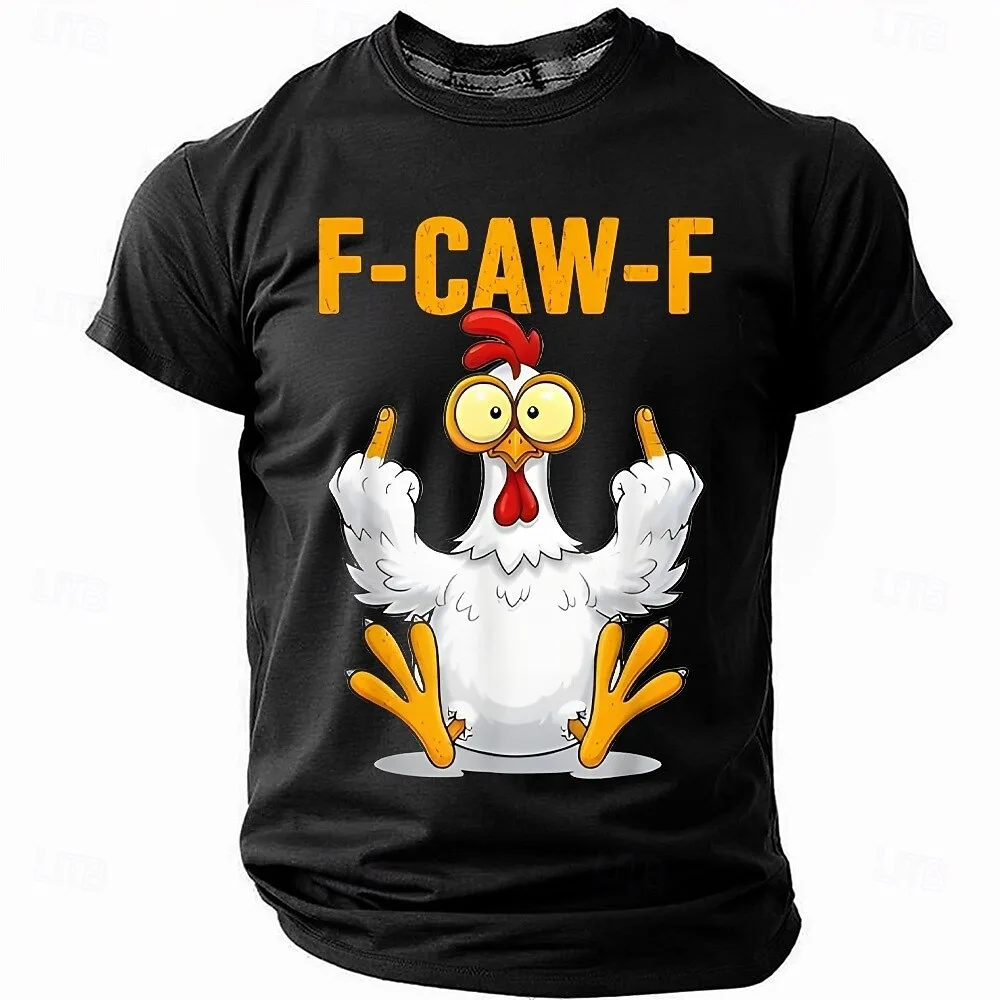 

Christmas F-CAW-F Funny Chicken print Short Sleeve Men's T-Shirt Dad Husband Friend Holiday Humor Gift All Seasons Men Clothing