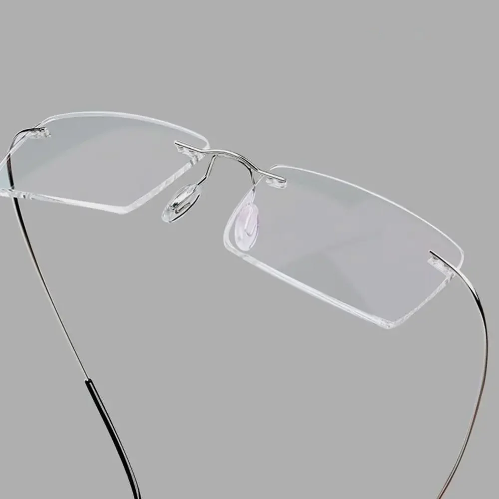 

Anti Blue Flexible Ultralight Rimless Memory Titanium Reading Glasses for Men Women Presbyopic Eyeglasses Strength +1.0 +4.0