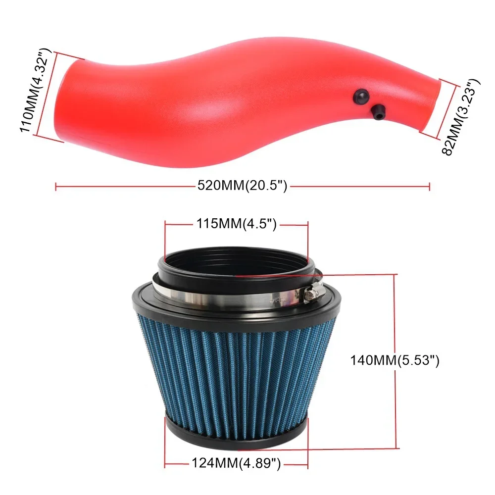 Car Air Intake Pipe For Honda Civic 92-00 EK EG Air Filter Intake Pipe Black Red Blue Real Carbon