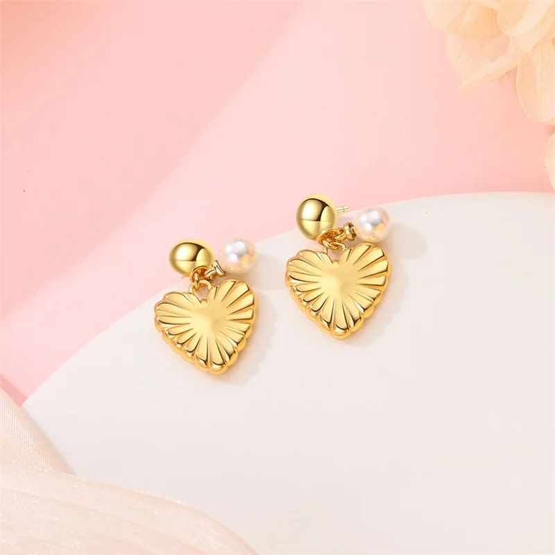 Luxury Golden Conch Starfish Pearl Ear Studs 925 Silver Butterfly Heart Shaped Pendants Pearl Earrings For Women Party Jewelry