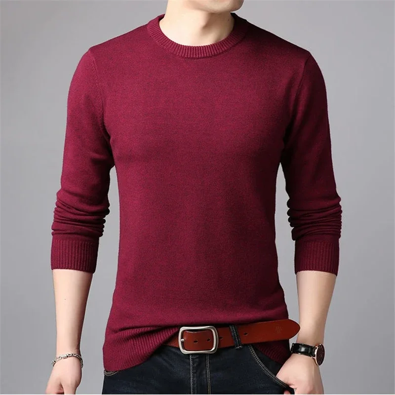 Spring And Autumn Men's Pullovers Solid Color Thin Sweater Men Simple Style O-neck Thin Male Clothing Underwear