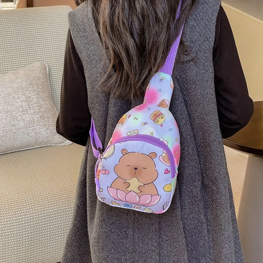 

Cartoon Nylon Capybara Chest Bag Portable Large Capcity Cartoon Shoulder Bag Casual Kids Crossbody Bag Children